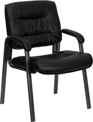 Black Leather Executive Side Chair with Titanium Frame Finish