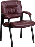 Burgundy Leather Executive Side Chair with Black Frame Finish