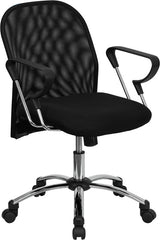 Mid-Back Black Mesh Swivel Task Chair with Chrome Base