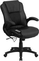 Massaging Black Leather Executive Swivel Office Chair