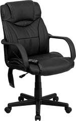 High Back Massaging Black Leather Executive Swivel Office Chair