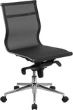 Mid-Back Armless Black Mesh Executive Swivel Office Chair with Synchro-Tilt Mechanism