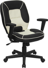 Mid-Back Black and Cream Vinyl Steno Executive Swivel Office Chair