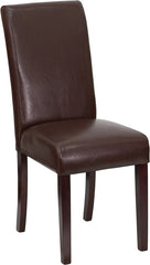 Dark Brown Leather Upholstered Parsons Chair