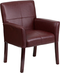 Burgundy Leather Executive Side Chair or Reception Chair with Mahogany Legs