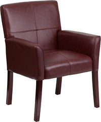 Burgundy Leather Executive Side Chair or Reception Chair with Mahogany Legs