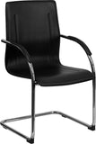 Black Vinyl Side Chair with Chrome Sled Base