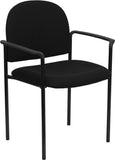 Black Fabric Comfortable Stackable Steel Side Chair with Arms