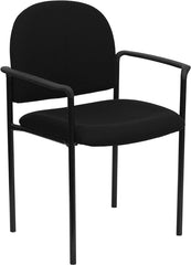 Black Fabric Comfortable Stackable Steel Side Chair with Arms