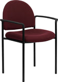 Burgundy Fabric Comfortable Stackable Steel Side Chair with Arms