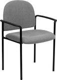 Gray Fabric Comfortable Stackable Steel Side Chair with Arms