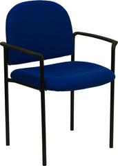 Navy Fabric Comfortable Stackable Steel Side Chair with Arms