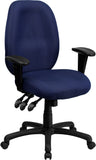 High Back Navy Fabric Multi-Functional Ergonomic Executive Swivel Office Chair with Height Adjustable Arms