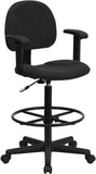 Black Patterned Fabric Ergonomic Drafting Chair with Height Adjustable Arms (Adjustable Range 22.5''-27''H or 26''-30.5''H)