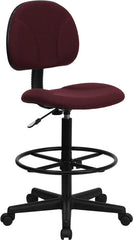 Burgundy Fabric Ergonomic Drafting Chair (Adjustable Range 22.5''-27''H or 26''-30.5''H)