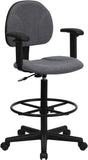Gray Fabric Ergonomic Drafting Chair with Height Adjustable Arms (Adjustable Range 22.5''-27''H or 26''-30.5''H)