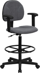 Gray Fabric Ergonomic Drafting Chair with Height Adjustable Arms (Adjustable Range 22.5''-27''H or 26''-30.5''H)