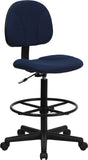 Navy Blue Patterned Fabric Ergonomic Drafting Chair (Adjustable Range 22.5''-27''H or 26''-30.5''H)