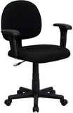 Low Back Ergonomic Black Fabric Swivel Task Chair with Height Adjustable Arms