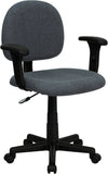 Low Back Ergonomic Gray Fabric Swivel Task Chair with Height Adjustable Arms