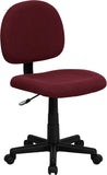 Low Back Ergonomic Burgundy Fabric Swivel Task Chair