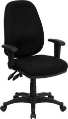 High Back Black Fabric Executive Ergonomic Swivel Office Chair with Height Adjustable Arms