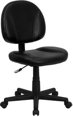 Mid-Back Black Leather Ergonomic Swivel Task Chair