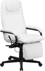 High Back White Leather Executive Reclining Swivel Office Chair