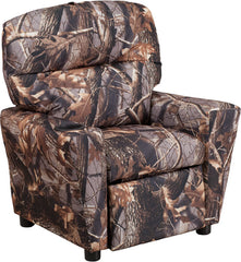 Contemporary Camouflaged Fabric Kids Recliner with Cup Holder