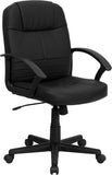 Mid-Back Black Leather Executive Swivel Office Chair