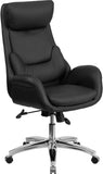 High Back Black Leather Executive Swivel Office Chair with Lumbar Pillow