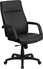 High Back Black Leather Executive Swivel Office Chair with Memory Foam Padding