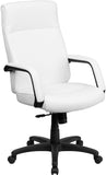 High Back White Leather Executive Swivel Office Chair with Memory Foam Padding