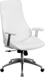 High Back White Leather Executive Swivel Office Chair