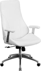High Back White Leather Executive Swivel Office Chair