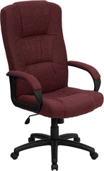 High Back Burgundy Fabric Executive Swivel Office Chair