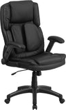 Extreme Comfort High Back Black Leather Executive Swivel Office Chair with Flip-Up Arms