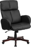 High Back Black Leather Executive Swivel Office Chair with Fully Upholstered Arms