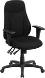 High Back Black Fabric Multi-Functional Ergonomic Swivel Task Chair with Height Adjustable Arms