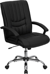 Mid-Back Black Leather Swivel Manager's Chair