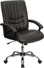 Mid-Back Espresso Brown Leather Swivel Manager's Chair