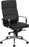 High Back Black Leather Executive Swivel Office Chair with Synchro-Tilt Mechanism