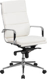 High Back White Leather Executive Swivel Office Chair with Synchro-Tilt Mechanism