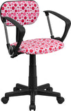Pink Dot Printed Swivel Task Chair with Arms