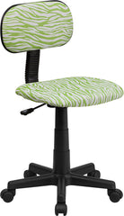 Green and White Zebra Print Swivel Task Chair