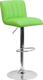 Contemporary Green Vinyl Adjustable Height Barstool with Chrome Base