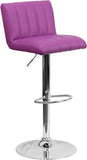 Contemporary Purple Vinyl Adjustable Height Barstool with Chrome Base