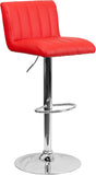 Contemporary Red Vinyl Adjustable Height Barstool with Chrome Base