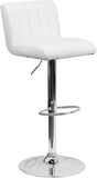 Contemporary White Vinyl Adjustable Height Barstool with Chrome Base