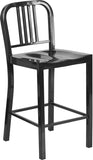 24'' High Black Metal Indoor-Outdoor Counter Height Stool